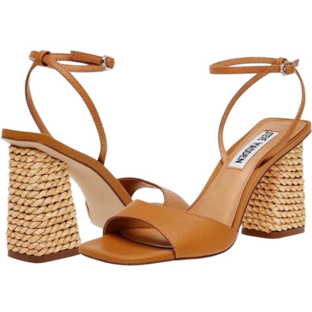 Steve Madden Tan Sandals with Woven Block Heel